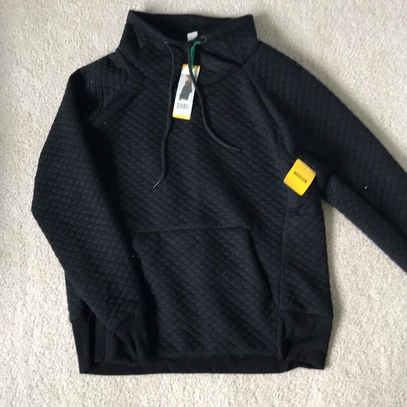 GreenTea Sweaters - Cowl neck quilted black pullover